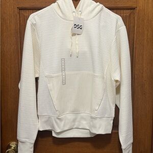 DSG Off-White Ribbed Hoodie with Logo Tag